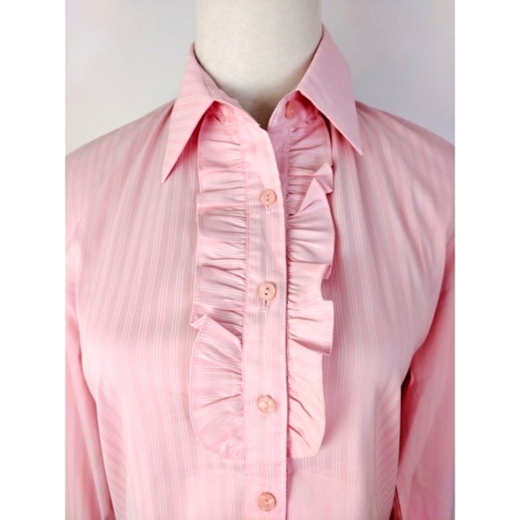 Pink Striped Collared Long Sleeves Shirt - Picture 2 of 9